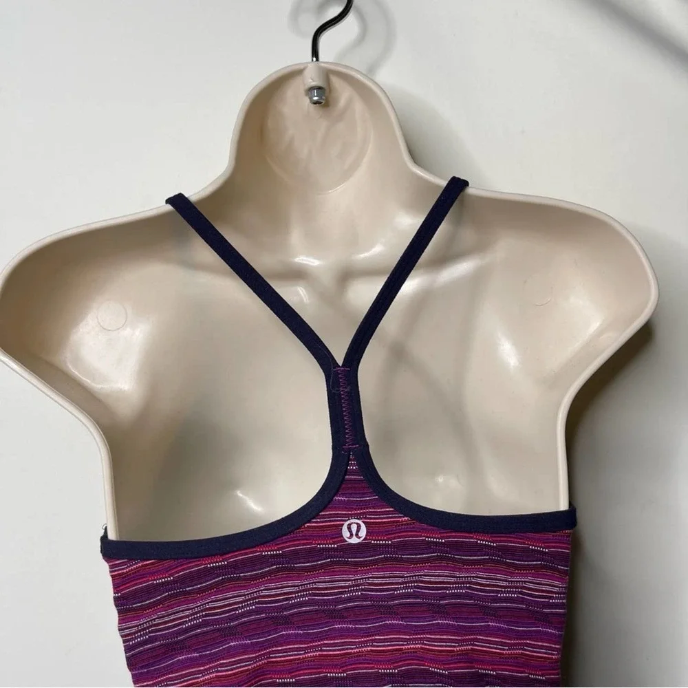 Lululemon power Y tank top in cyber stripe sz 4 - Picture 4 of 6